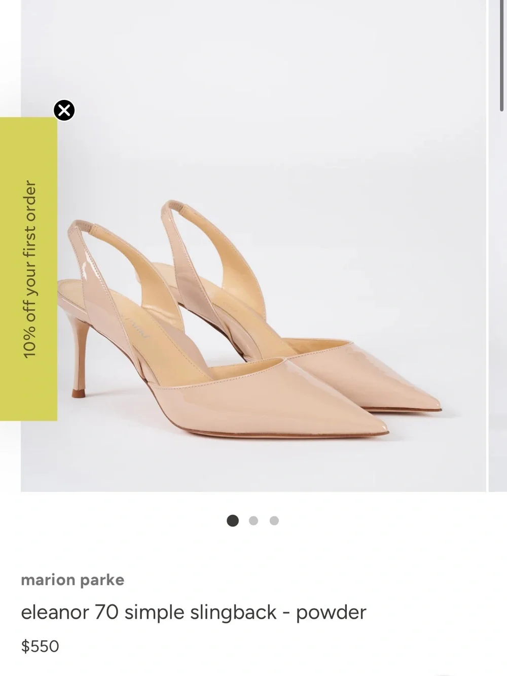 Marion Parke eleanor 70 simple slingback - powder regular price $550